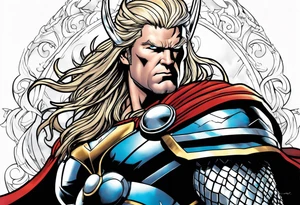 The Mighty Thor  with lightning in the background tattoo idea