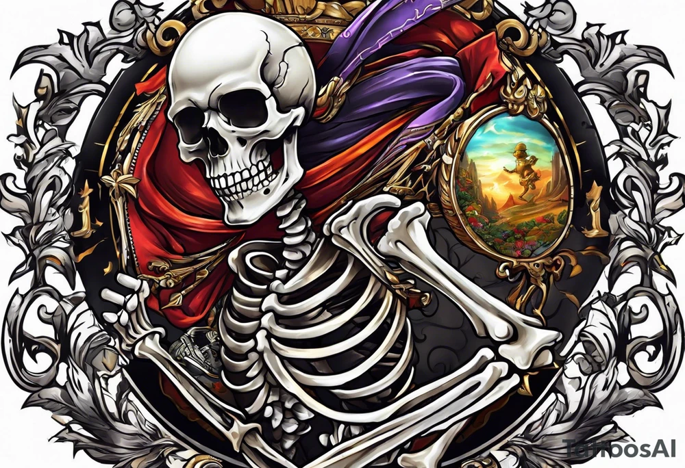 skeleton running from the world tattoo idea