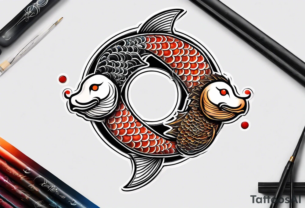 2 Pez koi en forma del símbolo ying yang tattoo idea