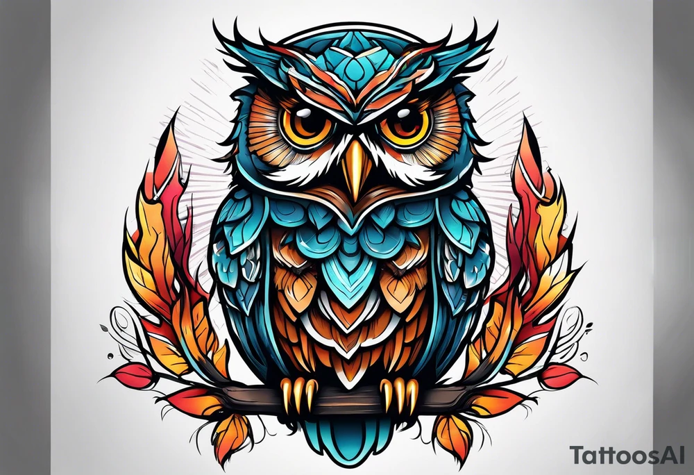 angry owl wrapping and center console boat tattoo idea