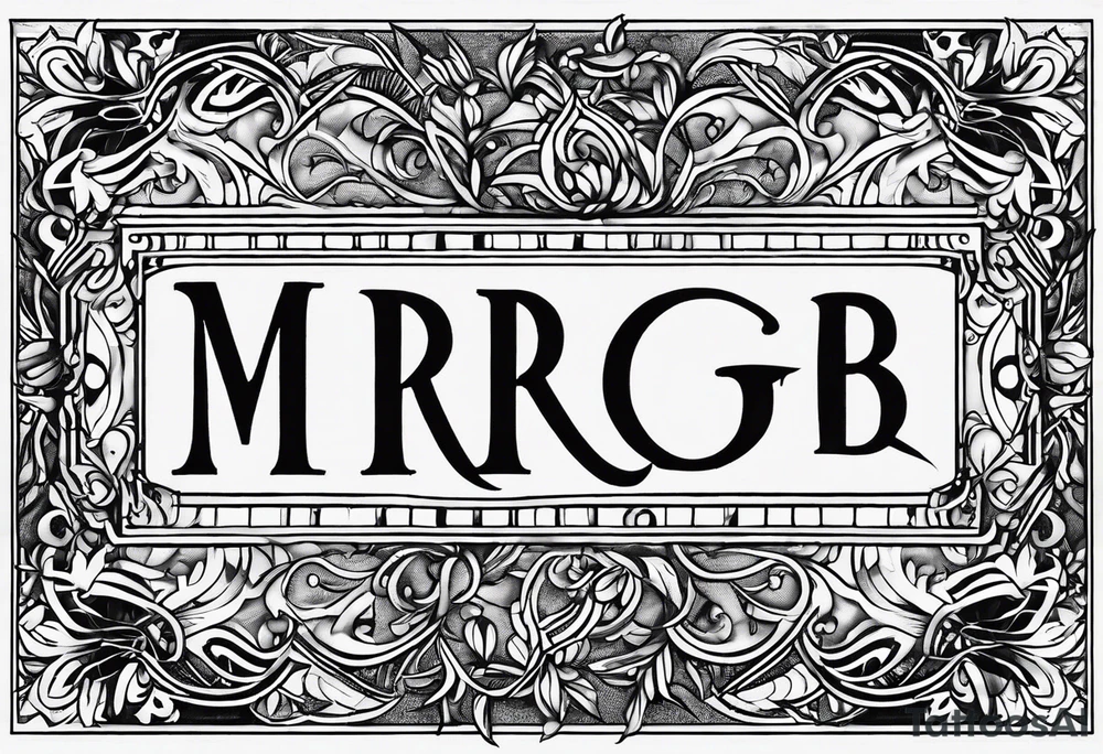 letters: "MRBG" underlined, equally separated
simple, clear, plain, unadorned, no background tattoo idea