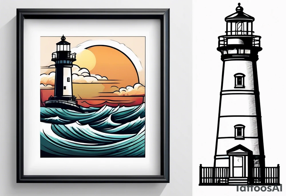 lighthouse, framed, minimalism tattoo idea