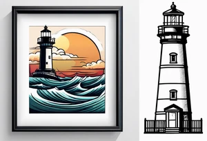 lighthouse, framed, minimalism tattoo idea