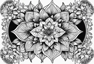 Mandala with flowers tattoo idea
