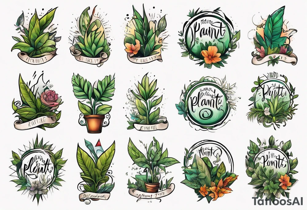 Word Powered with plants tattoo idea