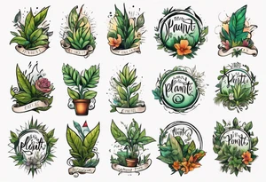 Word Powered with plants tattoo idea