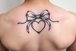 delicate bow with center tied into a heart tattoo idea