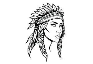 Female Native American wearing headband tattoo idea