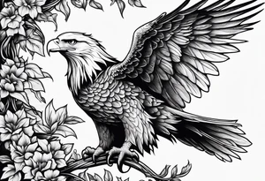 Leafy vines with eagle tattoo idea