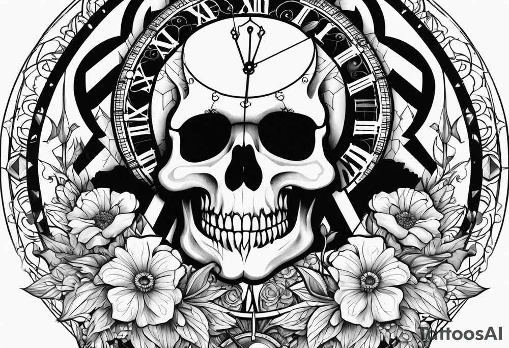Grateful dead skull clock tattoo idea