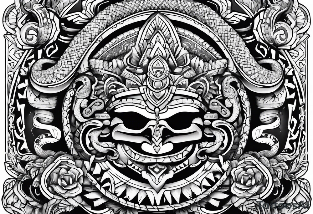 aztec snakes together tattoo idea