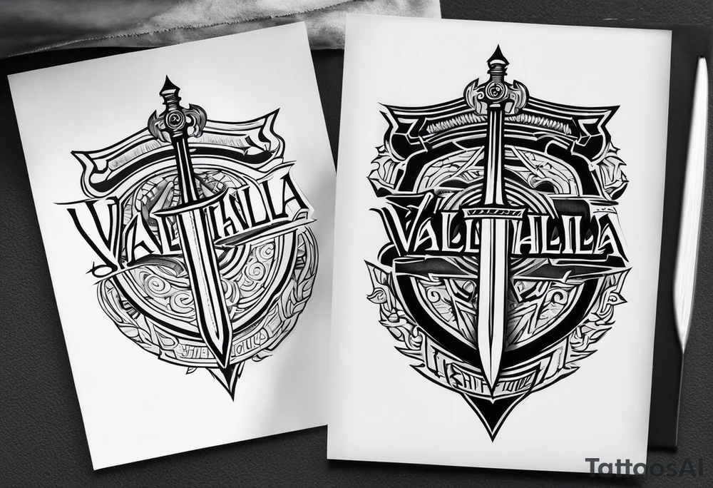 Valhalla sword shield tattoo idea