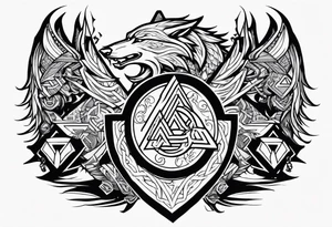 Valhalla 
Sword shield dragon valknut bear wolf tattoo idea