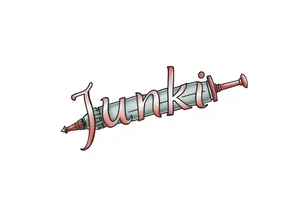 syringe  spelling out word junkie tattoo idea