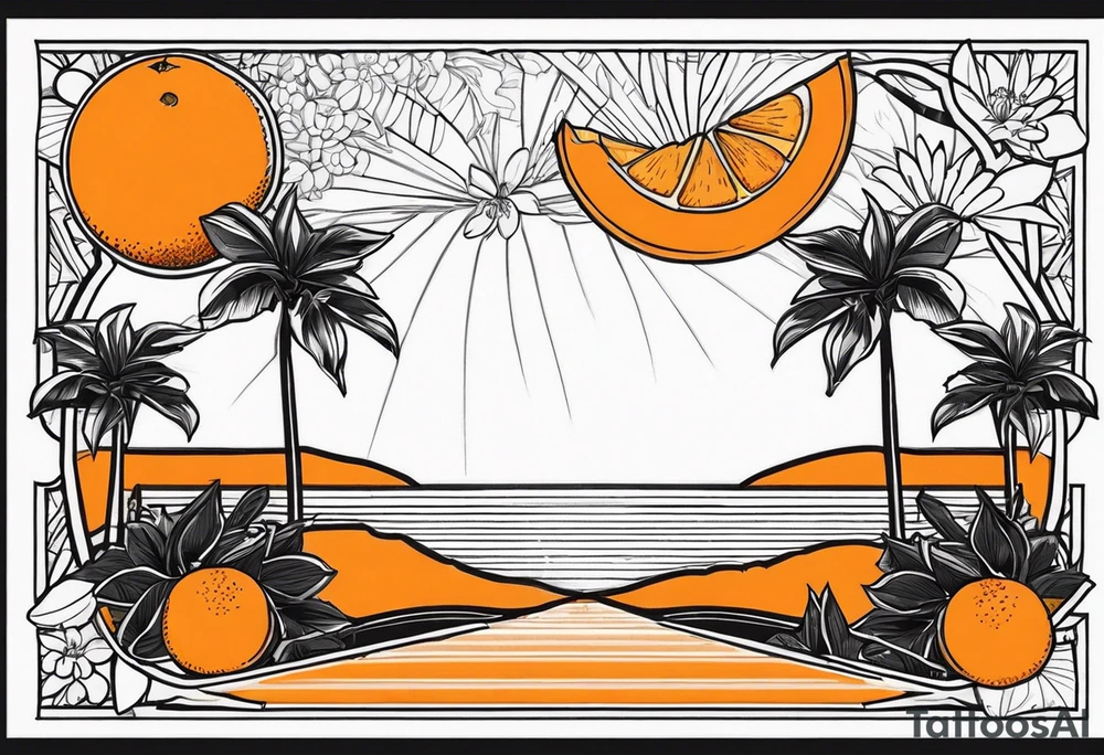 Orange blossom palm trees oranges tattoo idea