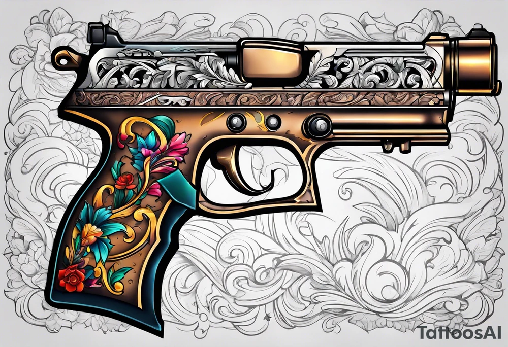 The letters AR with a pistol on each side tattoo idea