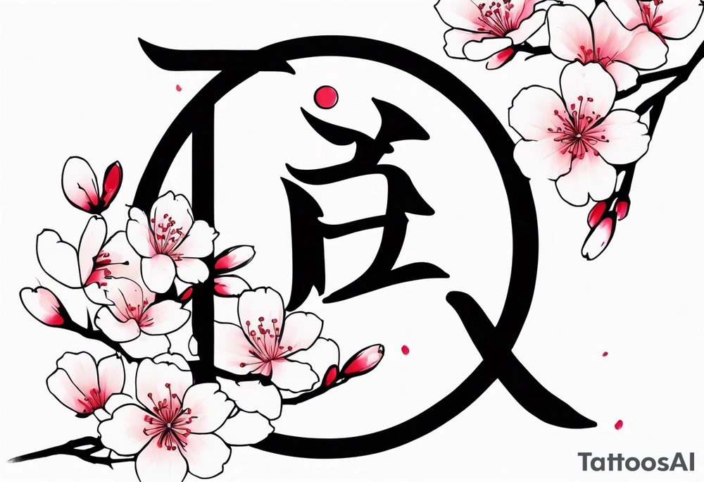 Kanji letter for shadow inside half circle with cherry blossoms tattoo idea Kanji letter for shadow inside half circle with cherry blossoms tattoo idea