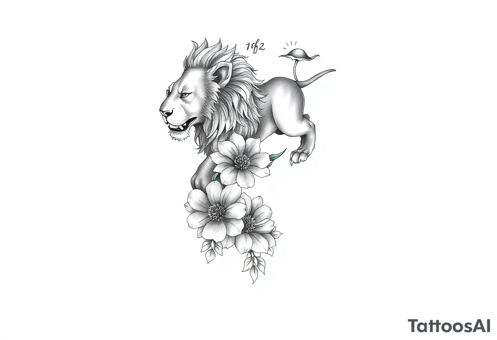 Forearm sleeve tattoo including lion clouds jasmine flower names dates covering the whole forearm tattoo idea