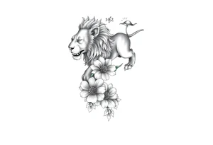 Forearm sleeve tattoo including lion clouds jasmine flower names dates covering the whole forearm tattoo idea