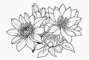 Lillies and chrysanthemums tattoo idea