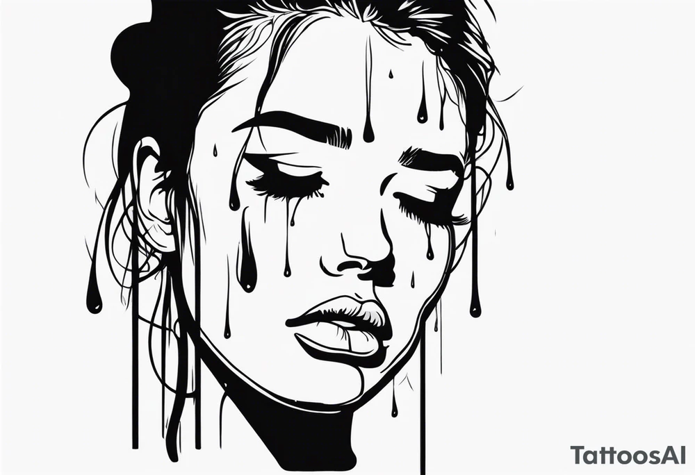 crying face with tears tattoo idea