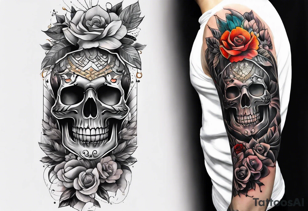 Full leg tattoo sleeve square tattoo idea
