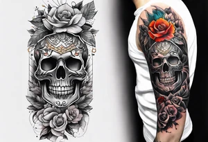 Full leg tattoo sleeve square tattoo idea