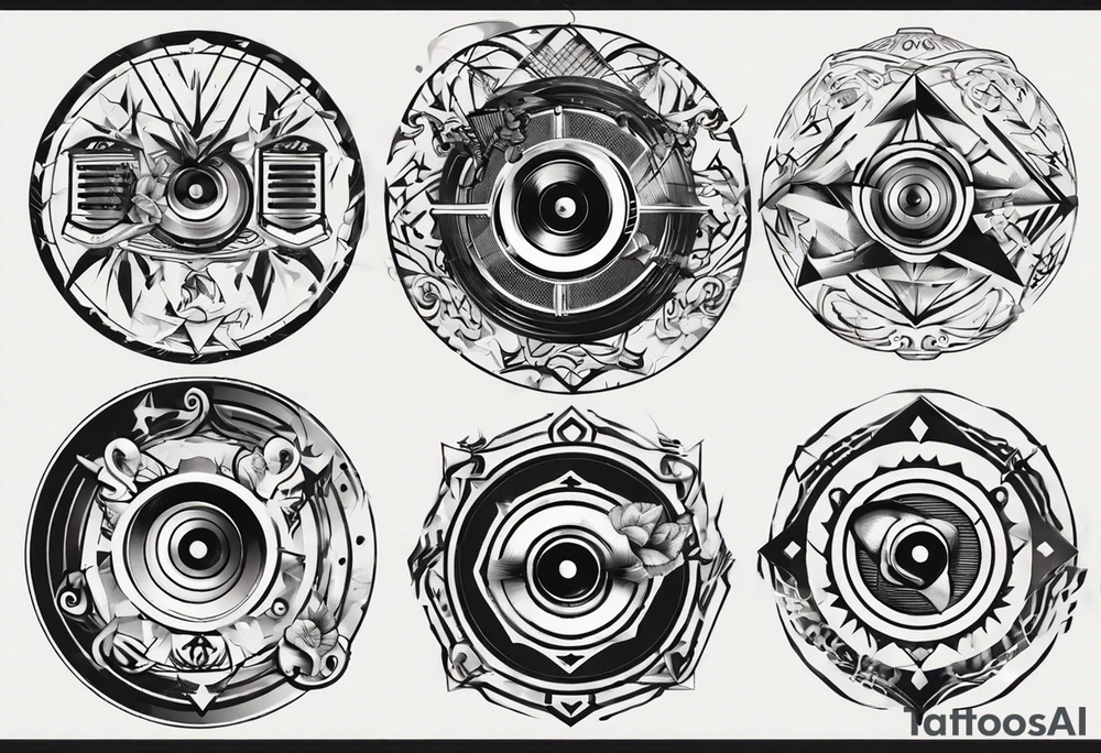 speaker music disc jokey tattoo idea