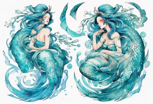 A beautiful undine with turquois scales. tattoo idea
