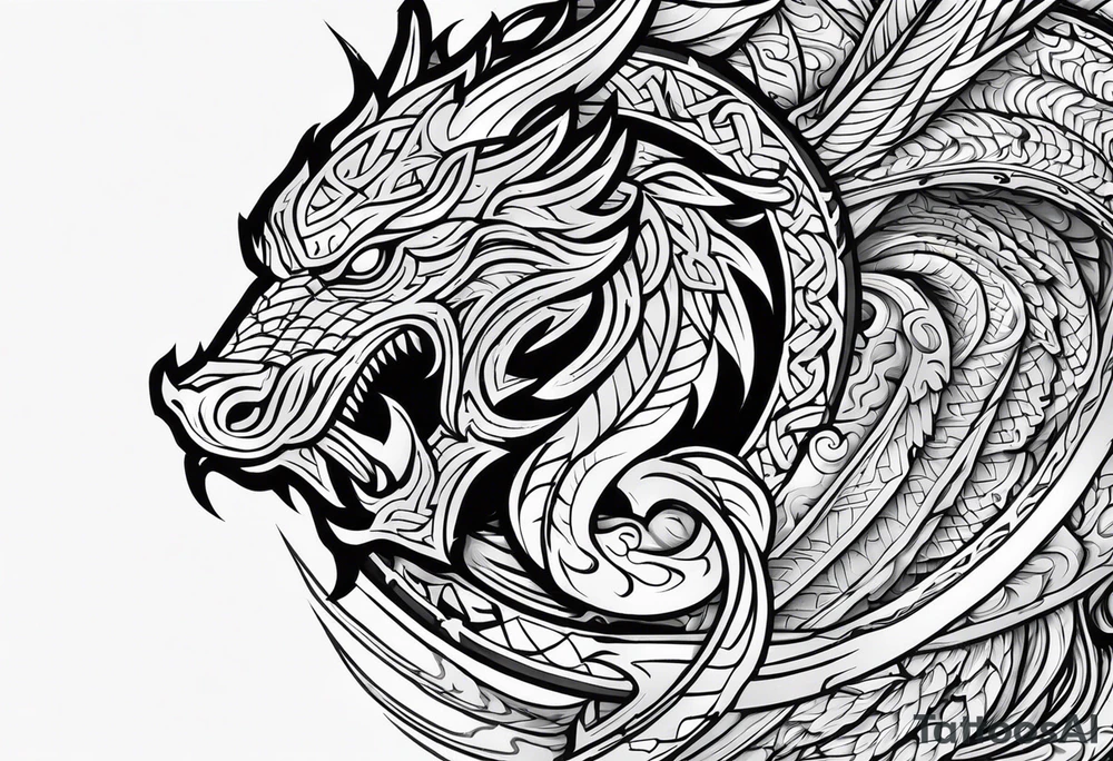 Viking valhalla sword shield dragon tattoo idea