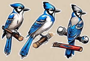 bluejay wearing cricket clothes tattoo idea