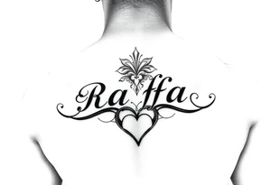 Name rafa with a heart under the boobs tattoo idea