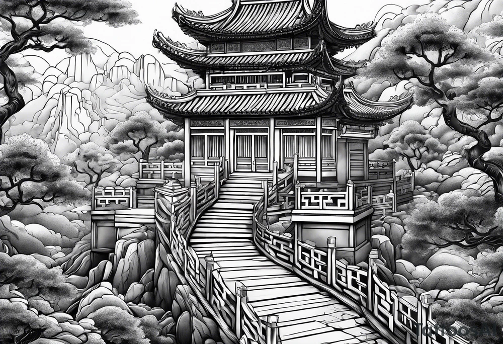 Chinese wall, realistic, art, fine line tattoo idea
