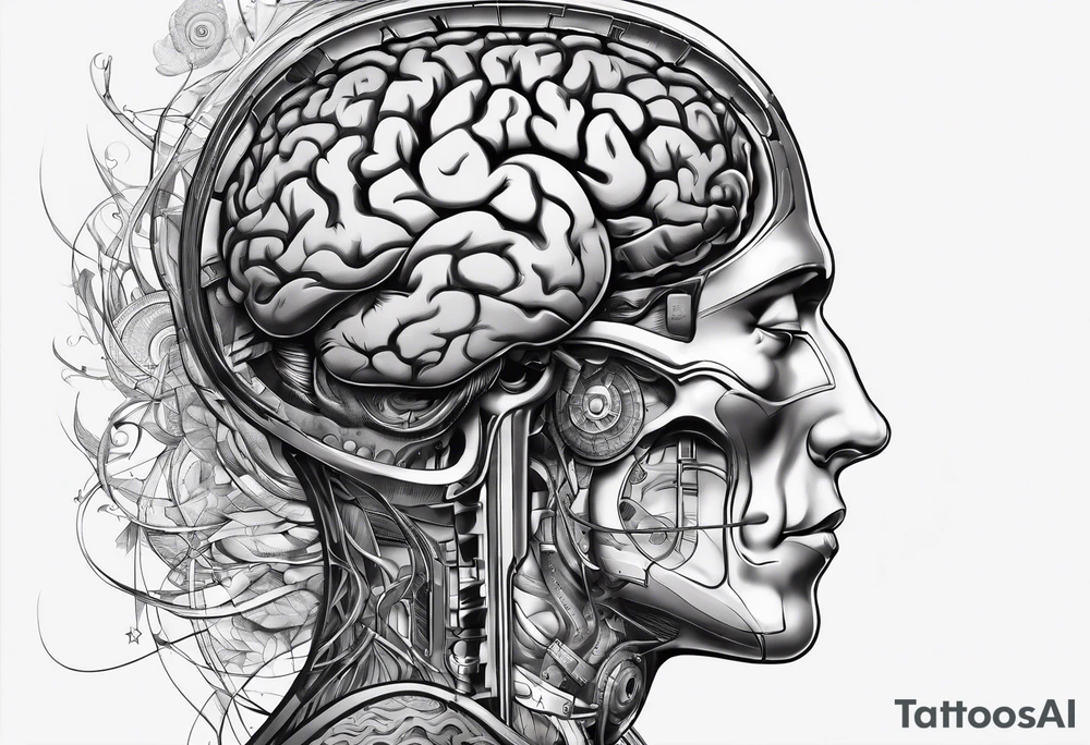 Anatomical brain in media sagittal section tattoo idea