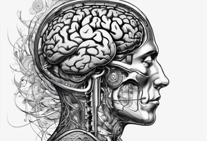 Anatomical brain in media sagittal section tattoo idea