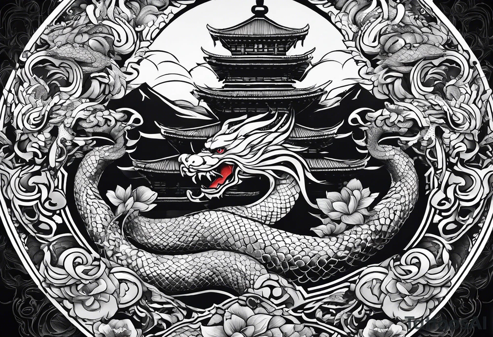 Almighty God cutting off the serpent head off tattoo idea