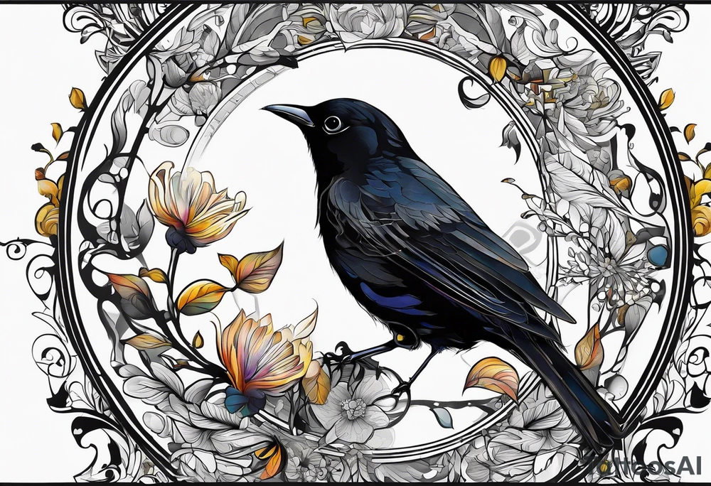 Your interpretation of the Beatles song blackbird. Be abstract and not realistic tattoo idea