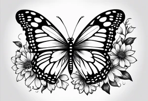 Butterfly with chrysanthemum flower tattoo idea