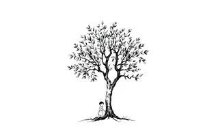 A big olive tree with a child under it tattoo idea