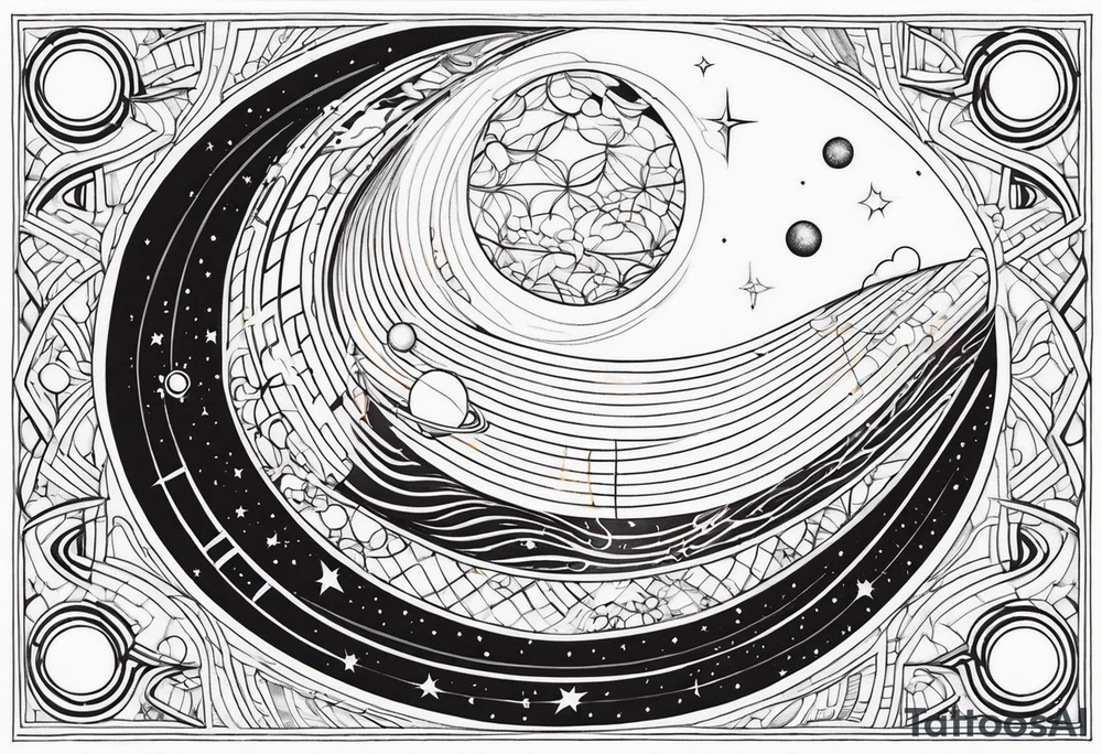 space time surface bend tattoo idea