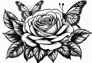 Flower rose, sunflower, butterfly, name: Ruby tattoo idea