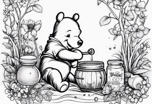 Winnie Pooh eating honey tattoo idea