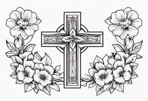 Cross with flowers tattoo idea