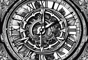 Montre indiquant 10h 20 avec deux flèches qui traversent tattoo idea