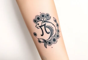 zodiac sign Pisces, surrounded by daisy's tattoo idea
