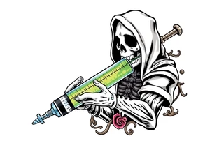 Syringe full of meth makes reaper super powerful tattoo idea