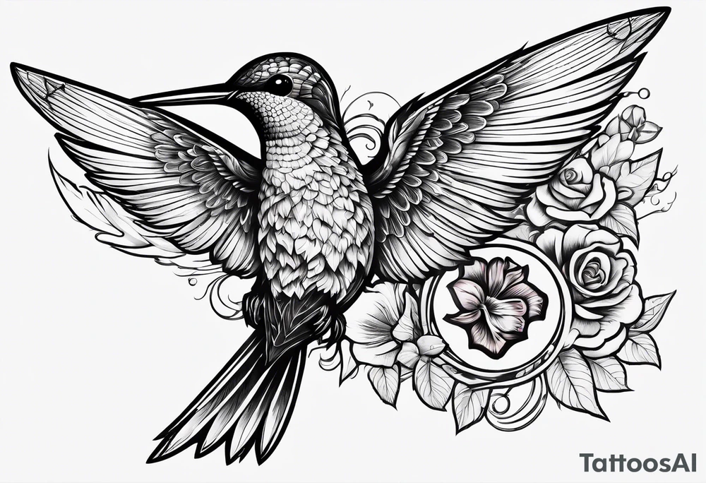 death in a shape of a humming bird tattoo idea