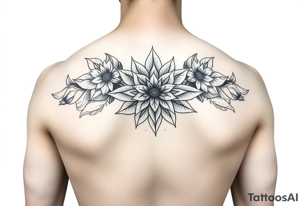 Hand or arm floral, lotus, Mandala, lines tattoo idea