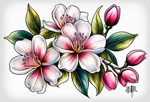 2 silk tree blossoms floating tattoo idea