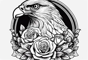 Hawk with rose in beak and gravestone tattoo idea
